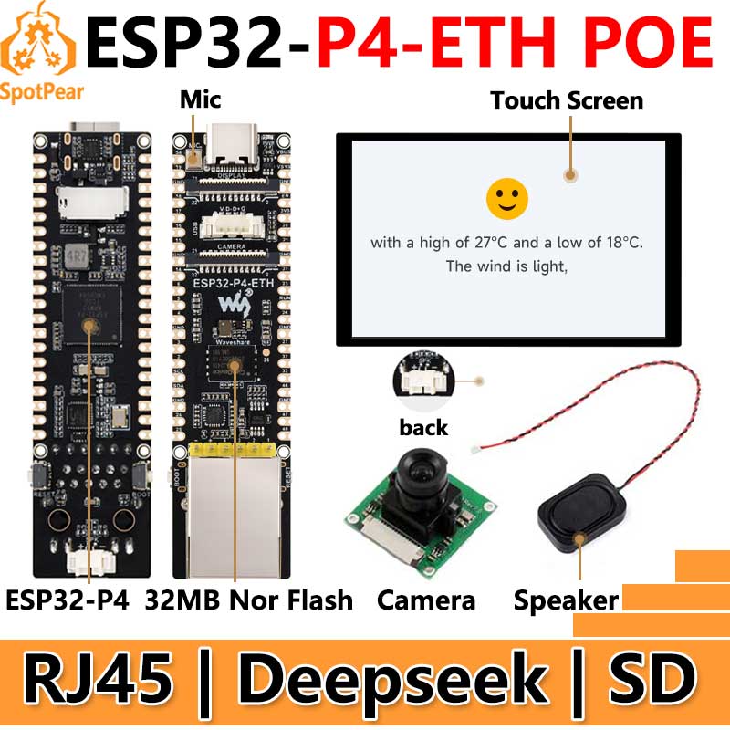 Esp32 P4 - ESP32-P4-ETH RJ45 POE DSI/MIPI 10,1 Zoll