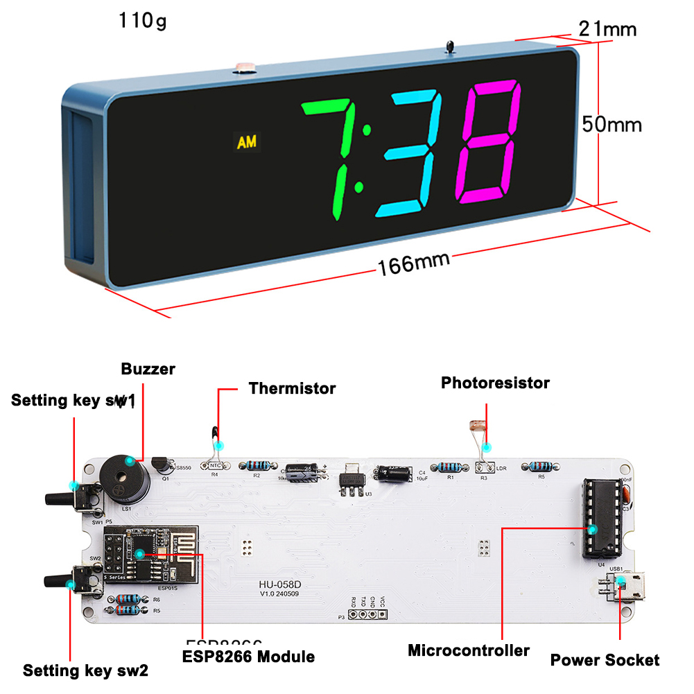Esp8266 iot bunte wifi uhr kit – Esp8266 Bewertung und Preis