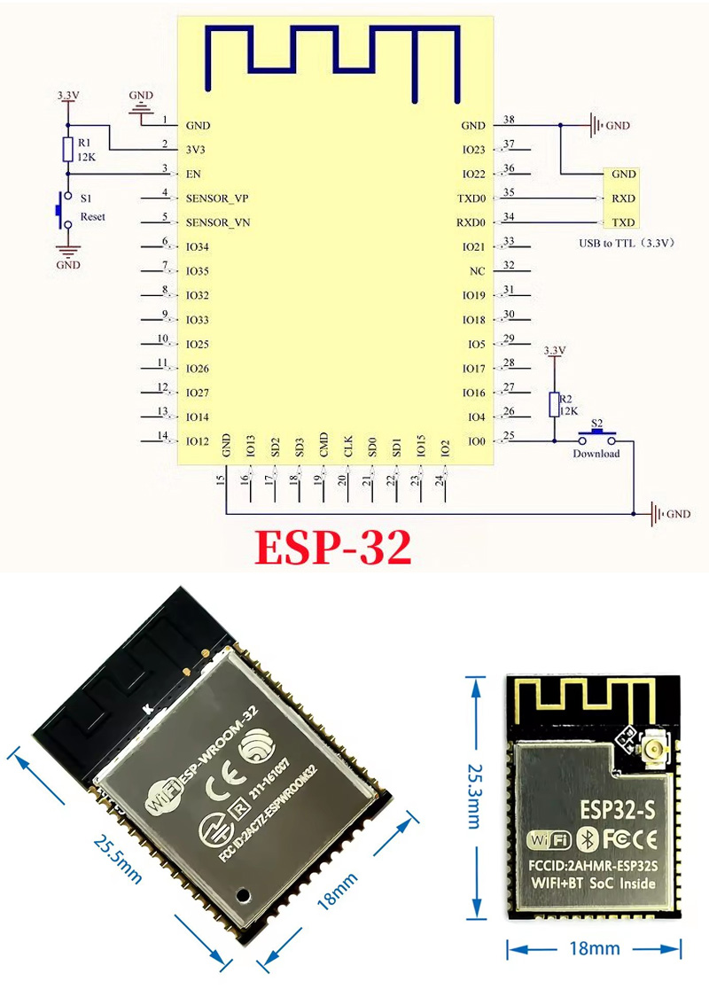 ESP32 ESP-32S ESP-12E ESP-12F  – Esp32 Wifi Bluetooth Module Bewertung und Preis